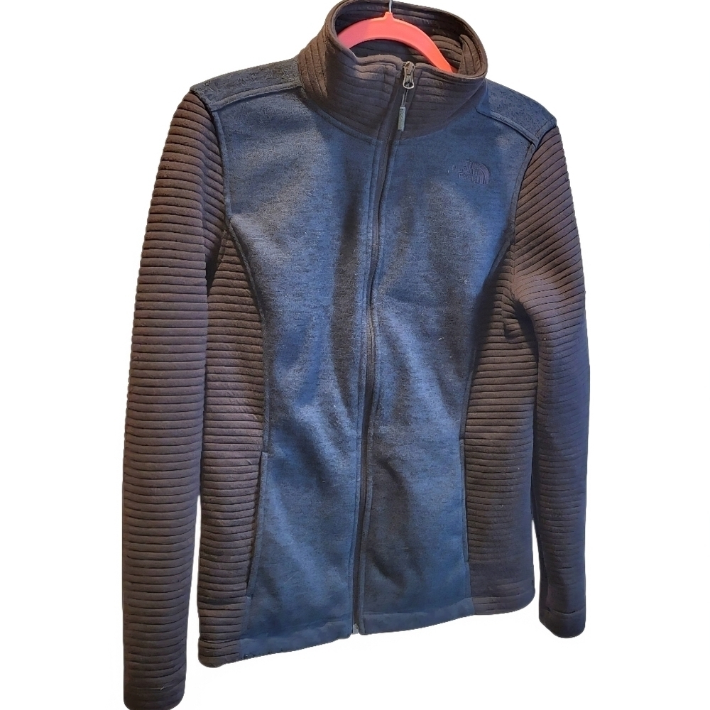 North Face Womens Indi Full Zip Rib Knit Jacket Darkest Spruce Green Size Medium